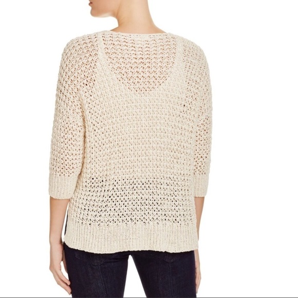 Eileen Fisher Open Stitch Knit Sweater High - Low Hem Cream Medium - Picture 4 of 9
